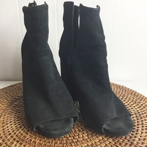 Jeffery Campbell Black Suede Boots Booties Size 8 M Peep Toe